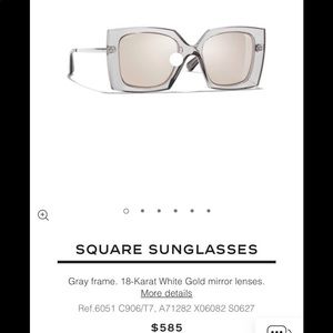 Chanel Square Sunglass - 18k White Gold Mirrored Lenses - Grey Frame - 6051